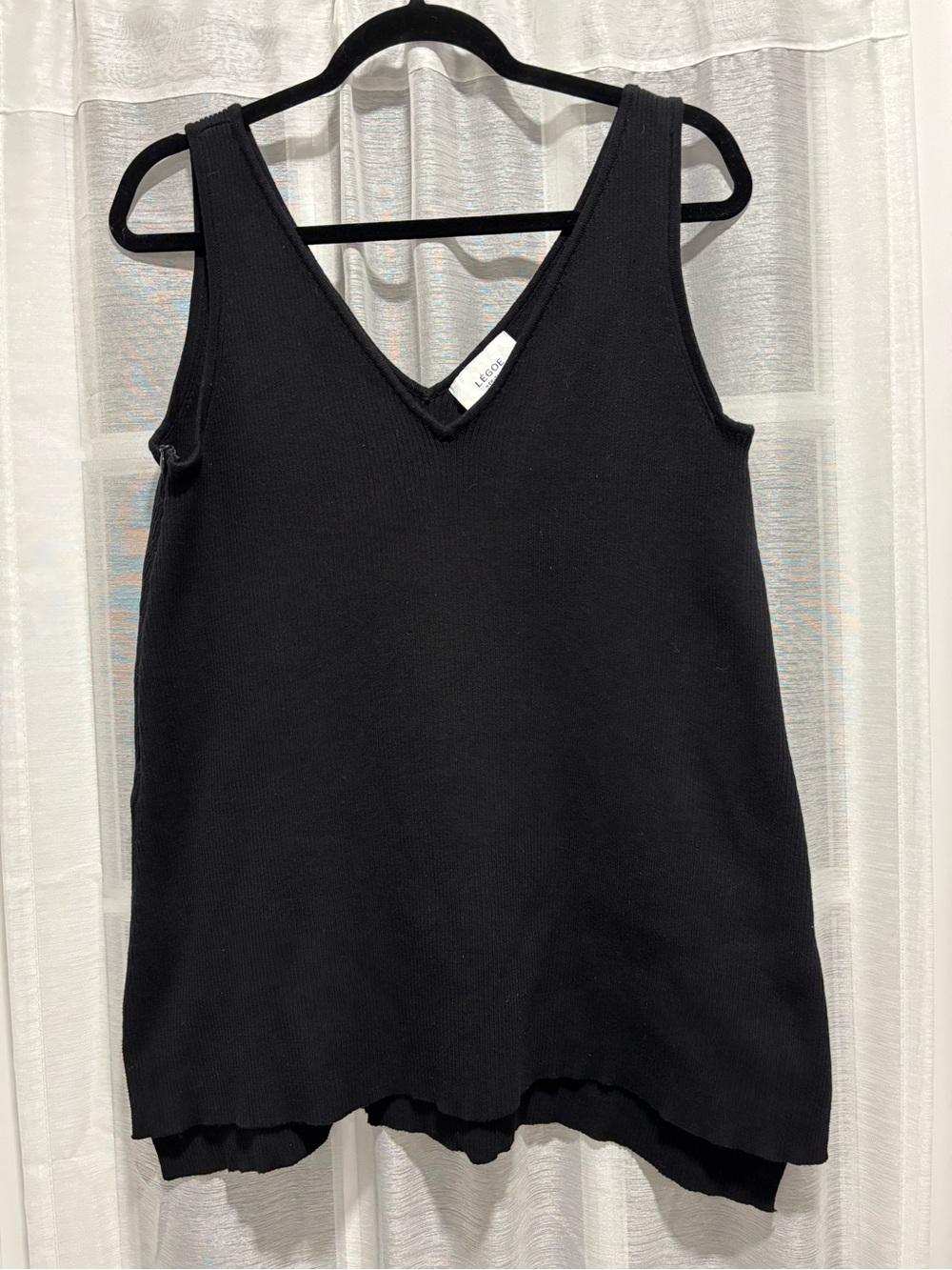 LÉGOE Heritage Maternity Ribbed Tank Top Black Size 1-US Medium Side Zips Cotton
